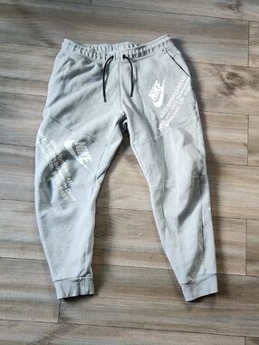 Nike Light Gray Sweat Joggers with White Logos